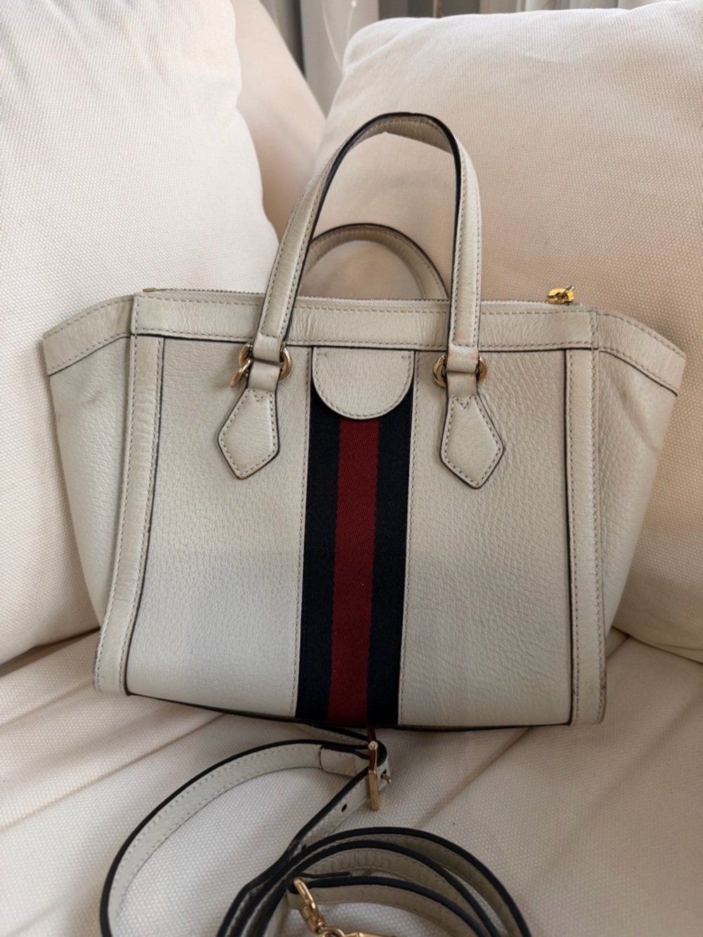 Gucci Ophidia Small Top-Handle Leather Tote with Blue & Red Sherryline - Picture 3 of 11